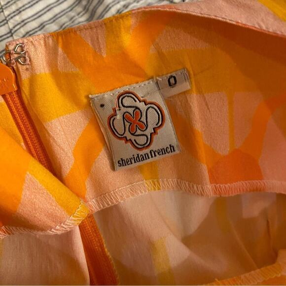 Sheridan French Designer Leather Disk Dress Size 0 orange pink gogo 60s - Picture 5 of 7
